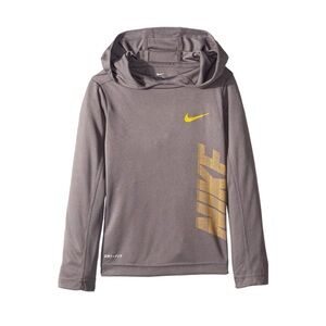 Nike Gray & Yellow Dri-FIT Long Sleeve Pullover Hoodie Toddler 2T